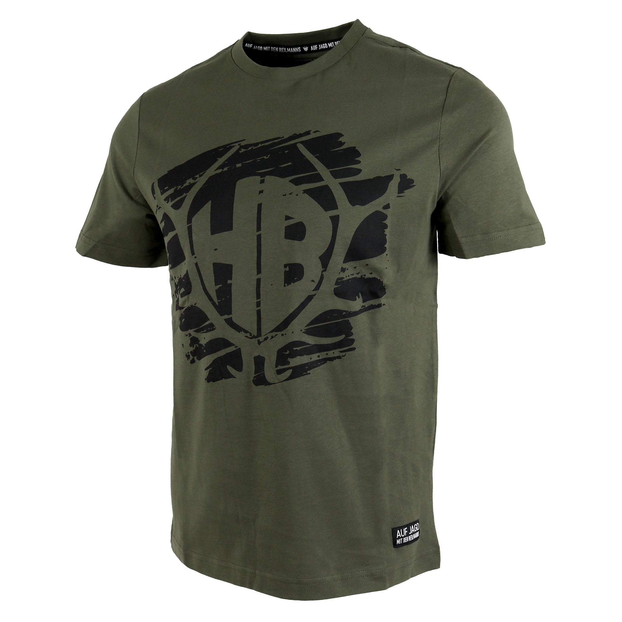 Basic T-Shirt Grün mit schwarzem Logo