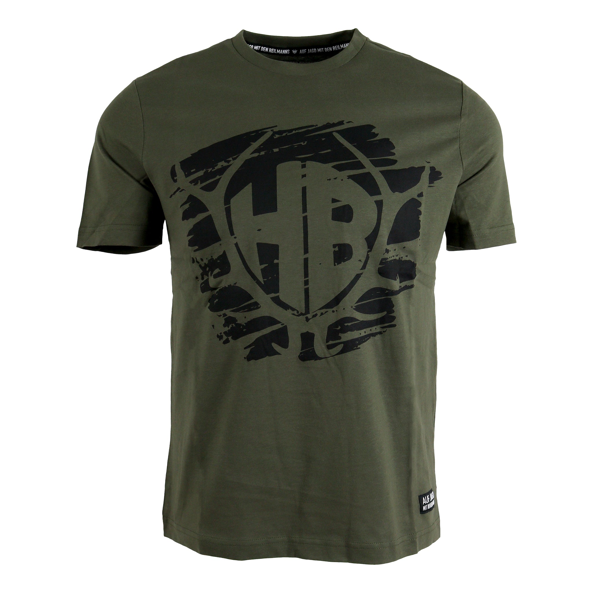 Basic T-Shirt Grün mit schwarzem Logo